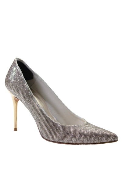 Stuart Weitzman Womens Pointed Toe Slide On Pumps Silver Gold Size 6 Medium