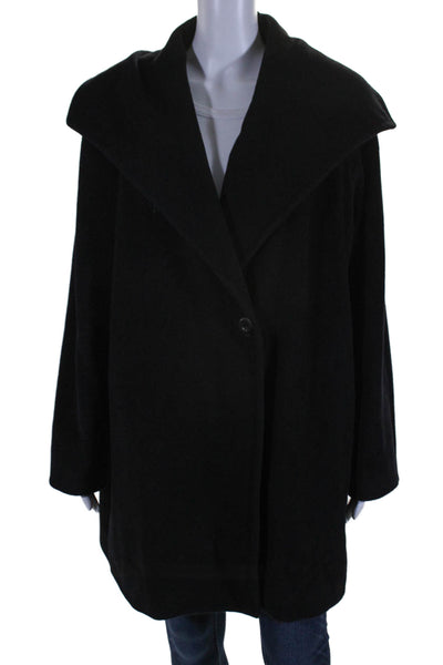 Dana Buchman Womens Black Wool Blend Cowl Neck Long Sleeve Jacket Size 18