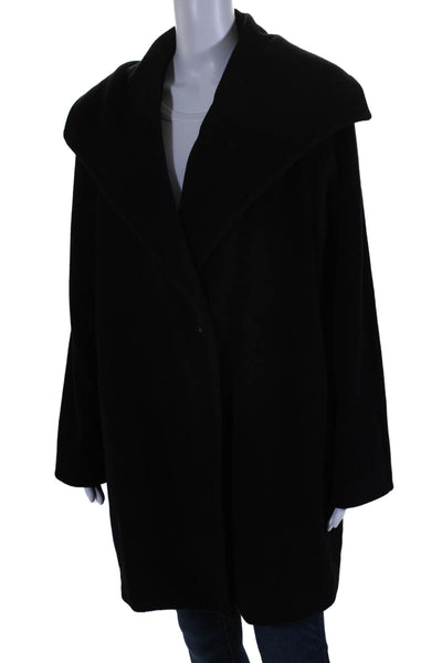 Dana Buchman Womens Black Wool Blend Cowl Neck Long Sleeve Jacket Size 18