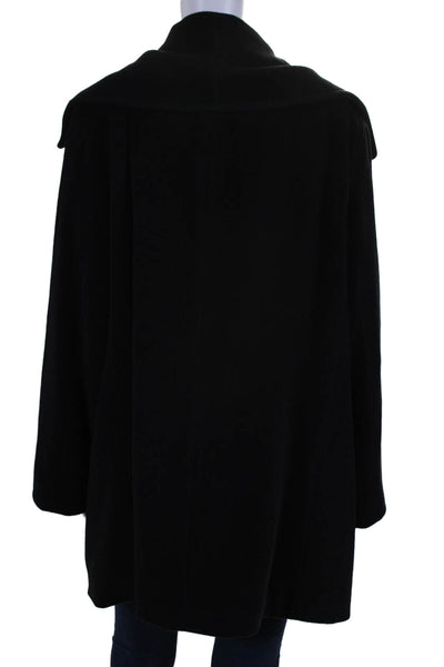 Dana Buchman Womens Black Wool Blend Cowl Neck Long Sleeve Jacket Size 18