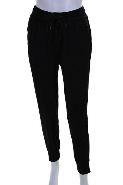 Splendid Womens Elastic Waist Drawstring Tapered Leg Sweatpants Black Size XS