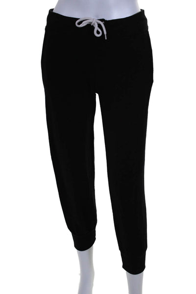 Monrow Womens Elastic Waist Tapered Leg Tight Knit Joggers Black Small