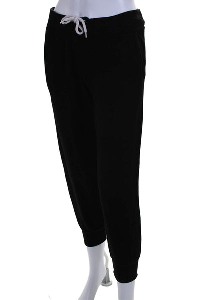 Monrow Womens Elastic Waist Tapered Leg Tight Knit Joggers Black Small