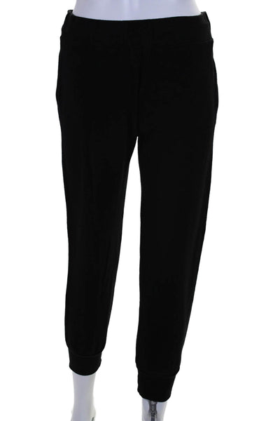 Monrow Womens Elastic Waist Tapered Leg Tight Knit Joggers Black Small