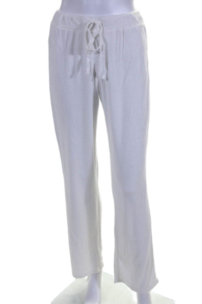 Natori Womens Mid Rise Drawstring Terry Knit Lounge Pants White Size Small