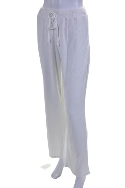 Natori Womens Mid Rise Drawstring Terry Knit Lounge Pants White Size Small