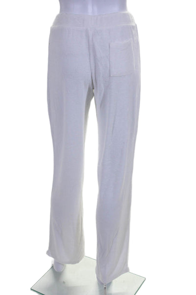 Natori Womens Mid Rise Drawstring Terry Knit Lounge Pants White Size Small