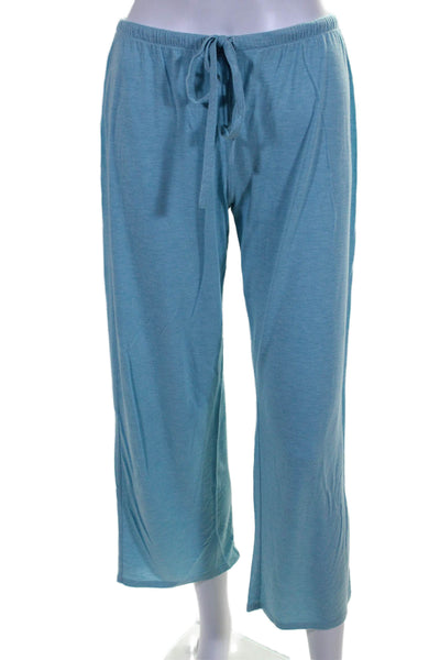 Natori Womens V Neck Tee Shirt Pajama Pants Set Blue Cotton Size Small