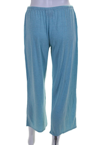 Natori Womens V Neck Tee Shirt Pajama Pants Set Blue Cotton Size Small