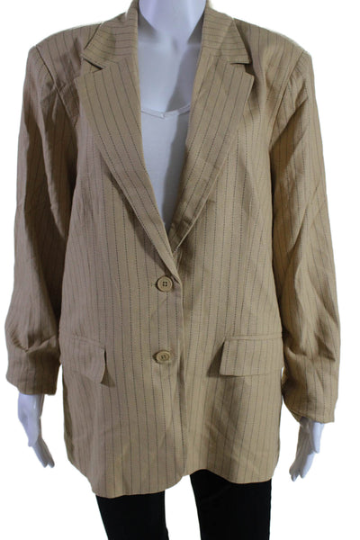 Steve Madden Women's Collared Long Sleeves Line Two Button Blazer Striped Size L