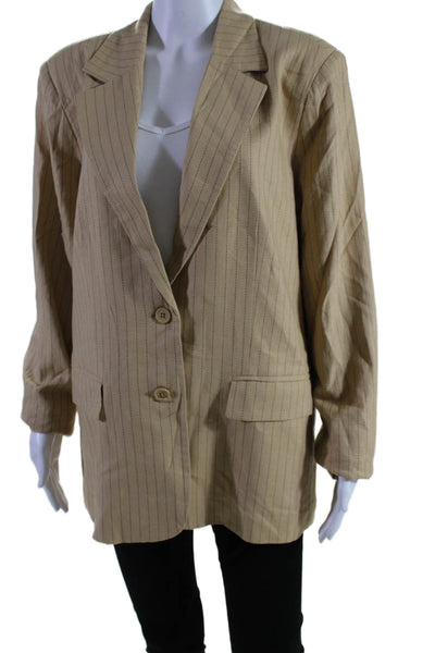 Steve Madden Women's Collared Long Sleeves Line Two Button Blazer Striped Size L