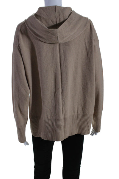 Reiss Women's Hood Long Sleeves Button Down Cardigan Sweater Beige Size L