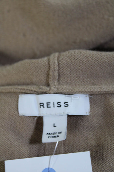 Reiss Women's Hood Long Sleeves Button Down Cardigan Sweater Beige Size L