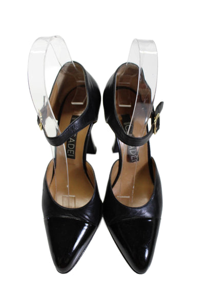 Casadei Womens Patent Leather Pointed Toe Mary Jane Heels Black Size 6.5