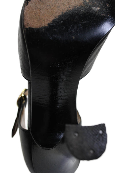 Casadei Womens Patent Leather Pointed Toe Mary Jane Heels Black Size 6.5