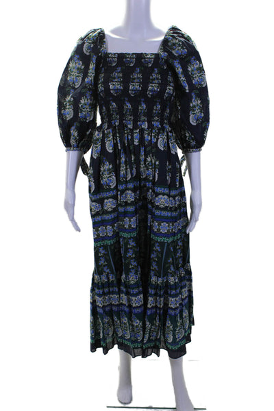 Cara Cara Women's Square Neck Puff Sleeves Smocked Maxi Dress Floral Size XS