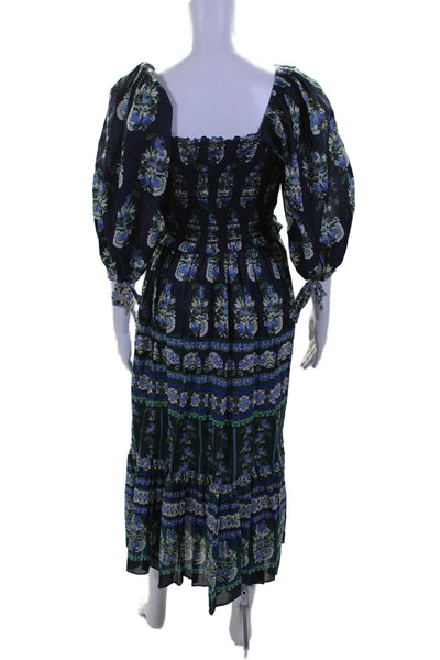 Cara Cara Women's Square Neck Puff Sleeves Smocked Maxi Dress Floral Size XS