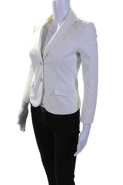 Theory Women's Collared Long Sleeves Line Two Button Blazer Cream Size 4