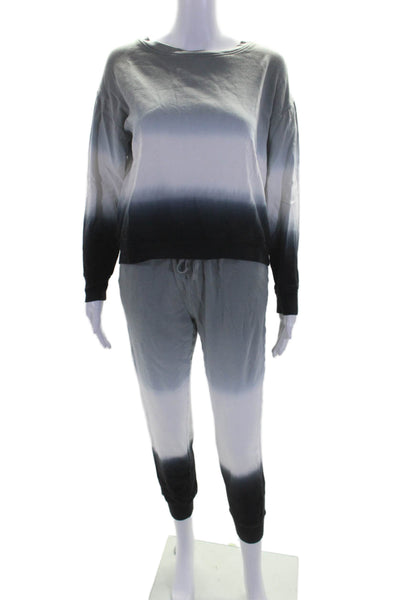 Splendid Womens Gray Blue Ombre Print Pullover Sweatshirt Sweatpants Set Size XS