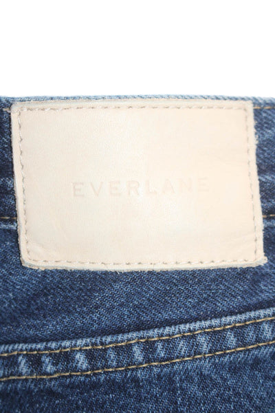 Everlane Women's Five Pockets Button Closure Medium Wash Cuff Hem Shorts Size 30