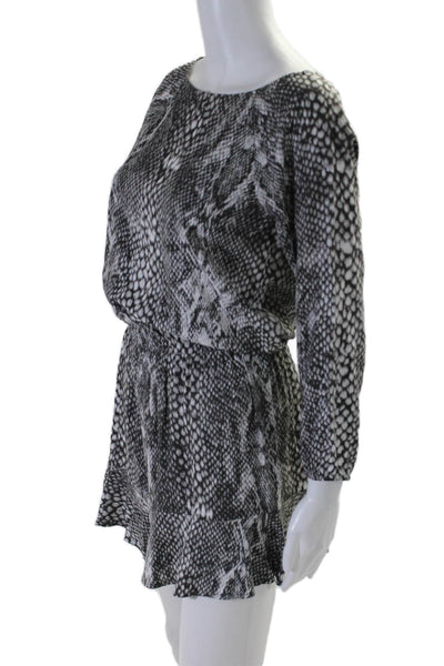 Soft Joie Womens Snakeskin Print Long Sleeve Blouson Dress Gray Size XS