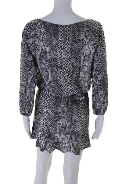 Soft Joie Womens Snakeskin Print Long Sleeve Blouson Dress Gray Size XS