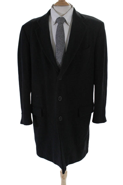 Armani Collezioni Mens Wool Single Breasted Overcoat Black Size 42