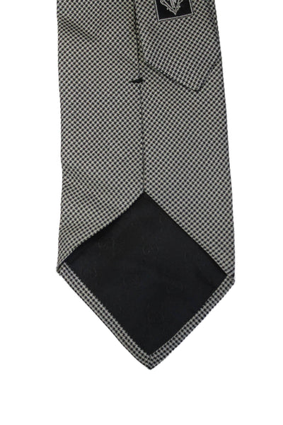 Gucci Mens Silk Houndstooth Print Classic Neck Tie Black White Size OS