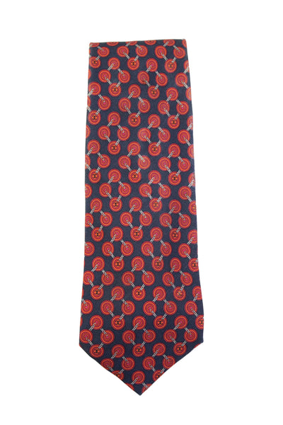 Chanel Mens Silk Abstract Print Classic Neck Tie Red Size OS