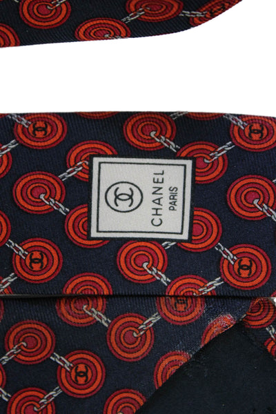 Chanel Mens Silk Abstract Print Classic Neck Tie Red Size OS