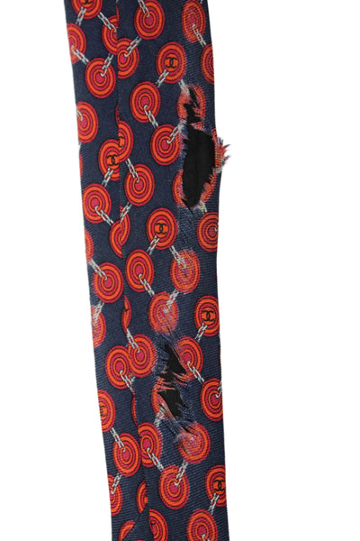 Chanel Mens Silk Abstract Print Classic Neck Tie Red Size OS