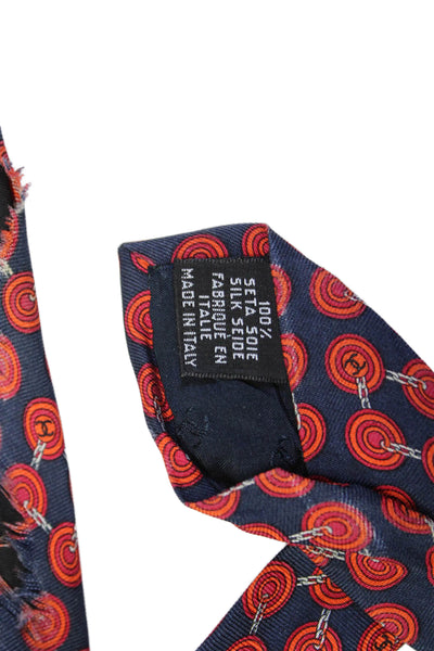 Chanel Mens Silk Abstract Print Classic Neck Tie Red Size OS