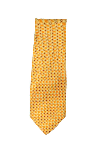 Brioni Mens Silk Geometric Print Classic Neck Tie Orange Size OS