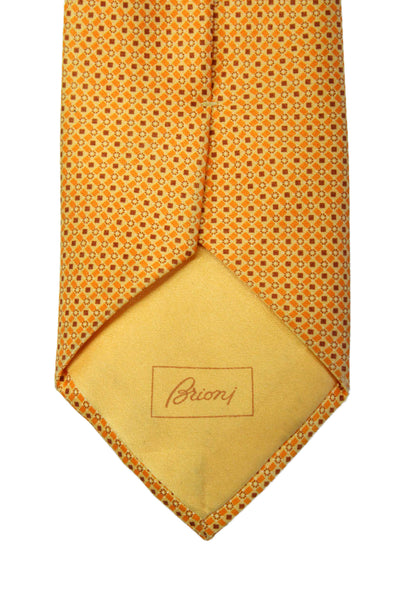 Brioni Mens Silk Geometric Print Classic Neck Tie Orange Size OS