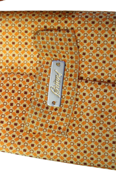 Brioni Mens Silk Geometric Print Classic Neck Tie Orange Size OS