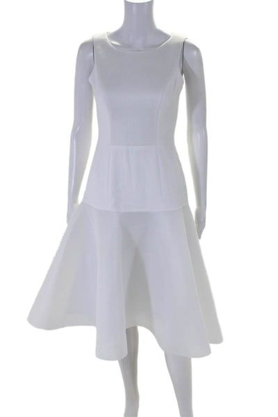 Black Halo Womens Back Zip Sleeveless Boat Neck Mesh A Line Dress White Size 0