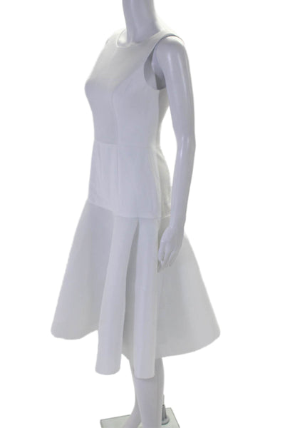 Black Halo Womens Back Zip Sleeveless Boat Neck Mesh A Line Dress White Size 0