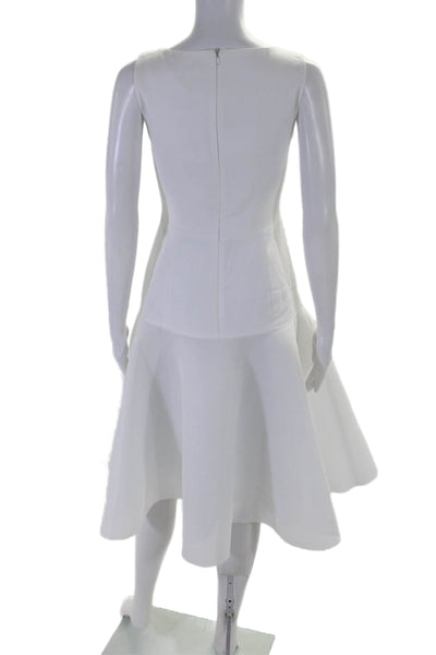 Black Halo Womens Back Zip Sleeveless Boat Neck Mesh A Line Dress White Size 0