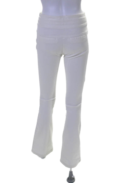 Veronica Beard Womens Zipper Fly Mid Rise Flare Leg Pants White Cotton Size 0