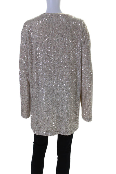 Lovers + Friends Women's Long Sleeves Sequin Tunic Sweater Cream Size S