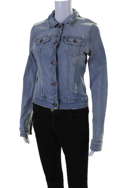 J Brand Women's Collared Long Sleeves Medium Wash Jeans Jacket Size S