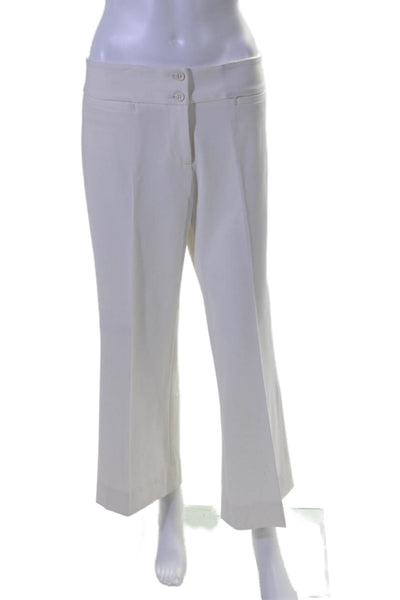 Fabrizio Gianni Womens Button Closure Flat Front Straight Leg Pants Cream Size 6