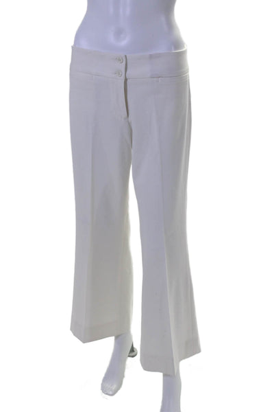 Fabrizio Gianni Womens Button Closure Flat Front Straight Leg Pants Cream Size 6