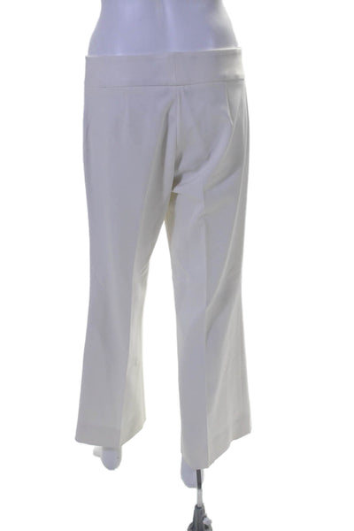 Fabrizio Gianni Womens Button Closure Flat Front Straight Leg Pants Cream Size 6