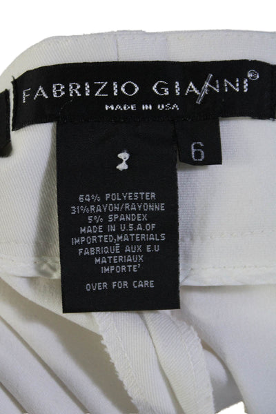 Fabrizio Gianni Womens Button Closure Flat Front Straight Leg Pants Cream Size 6