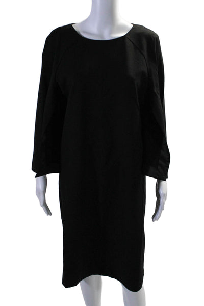 Lafayette 148 New York Womens 3/4 Sleeve Back Zip Mid Calf Dress Black Large