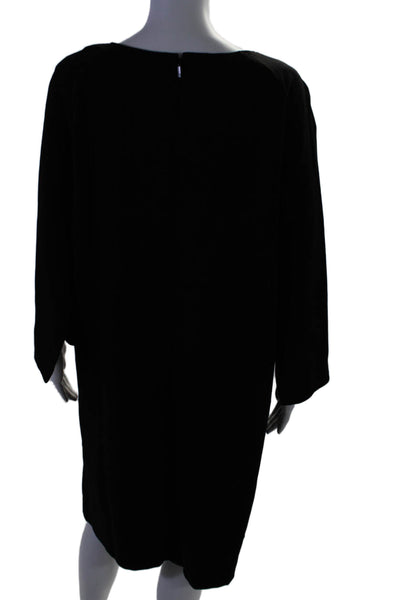 Lafayette 148 New York Womens 3/4 Sleeve Back Zip Mid Calf Dress Black Large