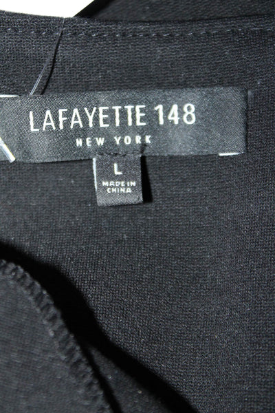 Lafayette 148 New York Womens 3/4 Sleeve Back Zip Mid Calf Dress Black Large