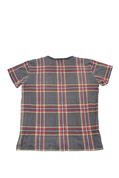 Dolce and Gabbana Womens Plaid Crewneck Short Sleeve T Shirt Gray Size 10