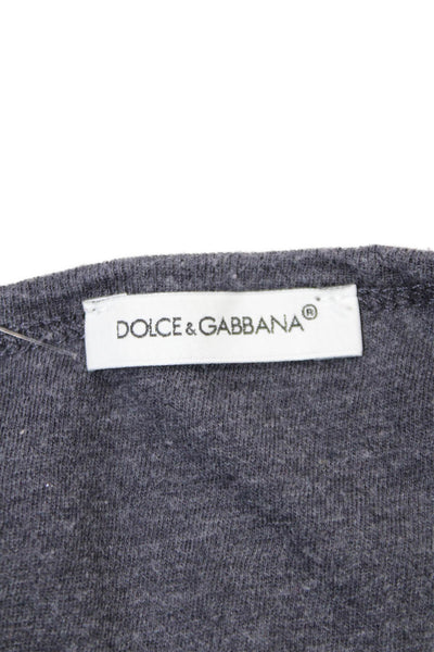 Dolce and Gabbana Womens Plaid Crewneck Short Sleeve T Shirt Gray Size 10